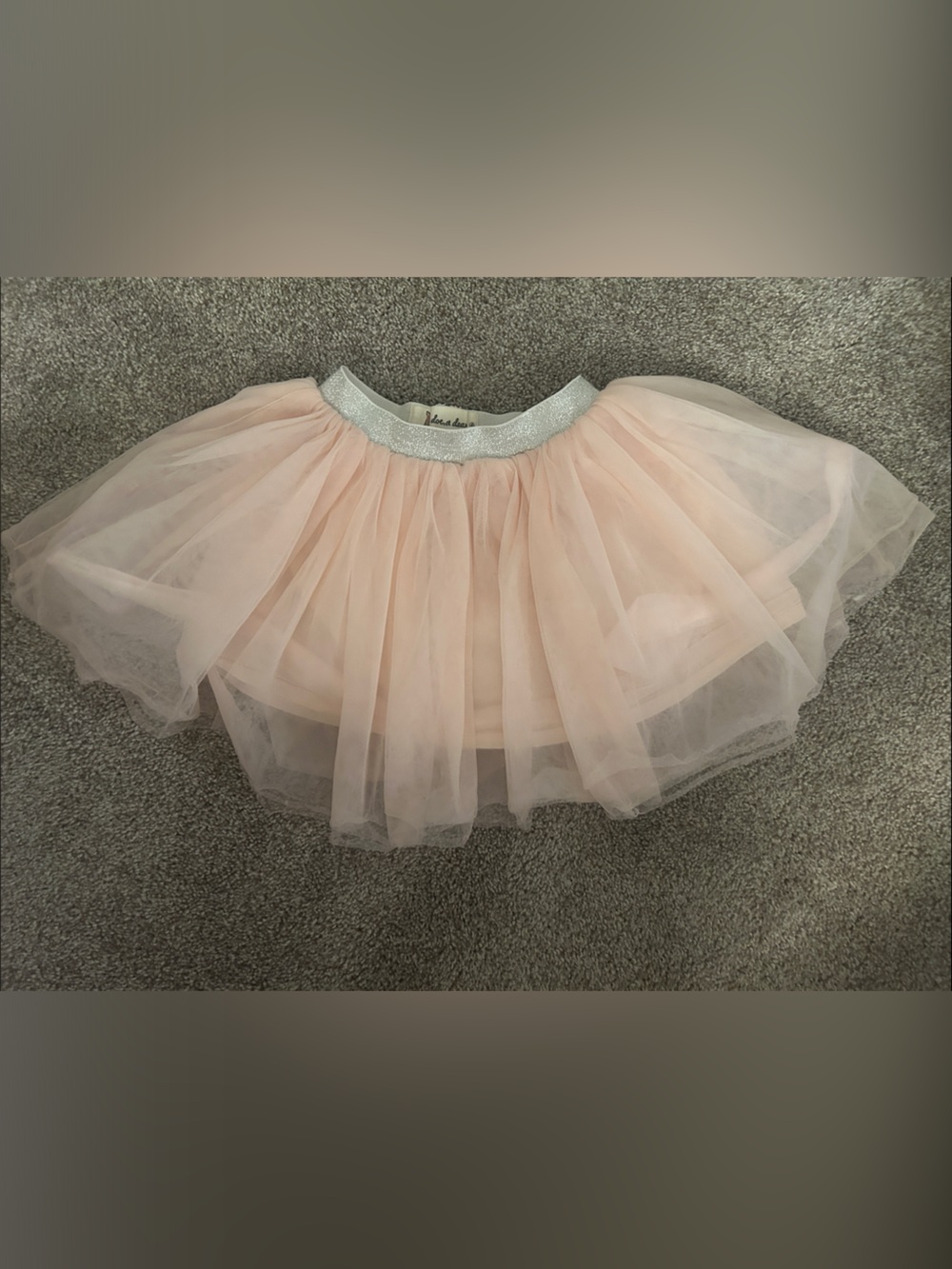 Girls Pink Tulle Skirt with Silver Waistband